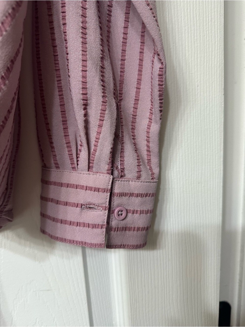 BCBGMaxAzria Pink Striped Wrap-Front Blouse - Picture 3 of 7
